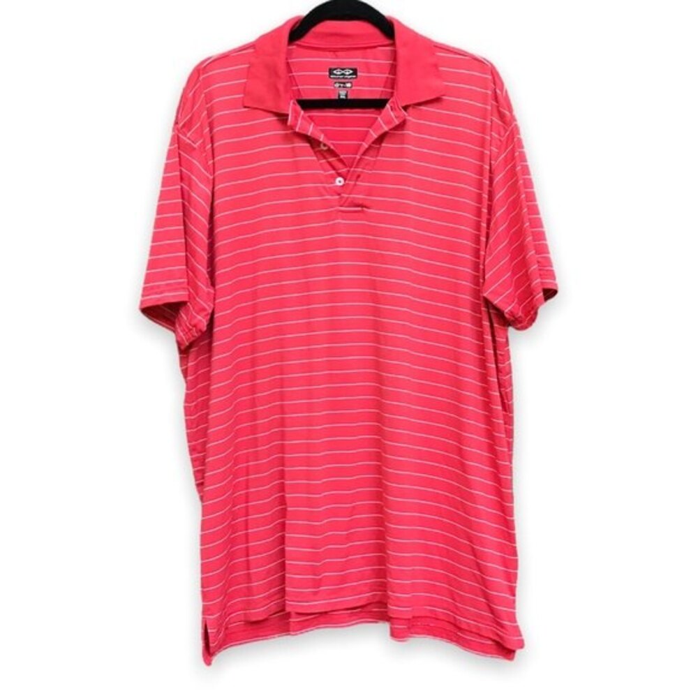Snake Eyes dry 18 Orange White Stripe Short Sleeve Golf Polo Shirt Mens XXL